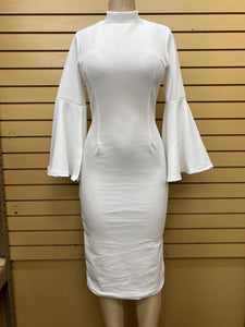 White Bell Sleeved Dress