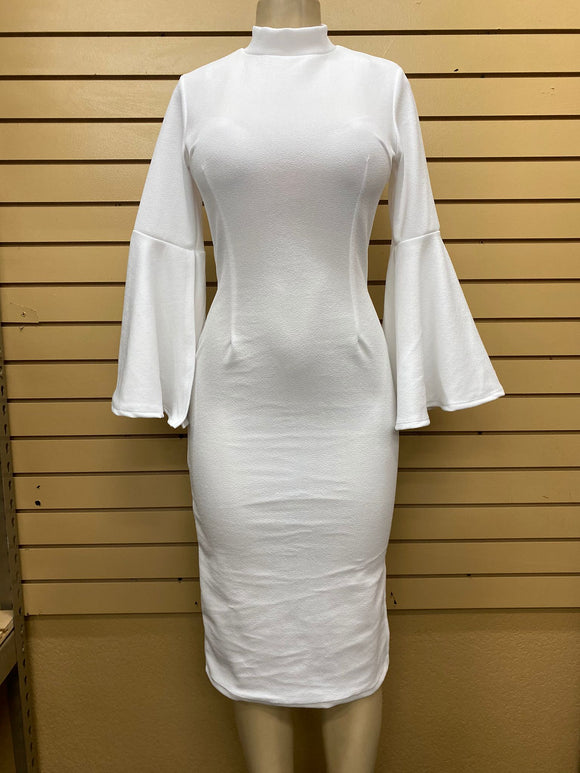 White Bell Sleeved Dress