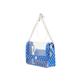 SCORE! Chrissy Medium Designer Clear Cross-body Bag-Imperial Blue and White