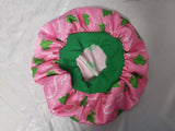 Pink and Green Hair Bonnet