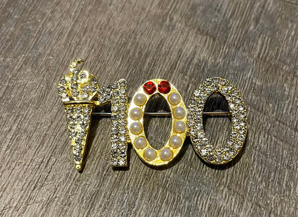 100 years pin with torch