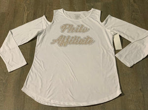 Philo Bling Cold Shoulder Top Long Sleeve
