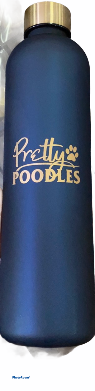Pretty Poodle Frosted Royal Blue  Water Bottle