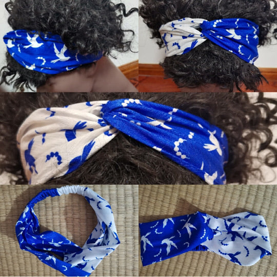 White & Blue Zeta Headband